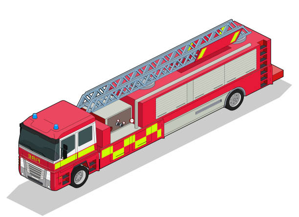пожарная машина - emergency services car urgency isometric stock illustrations
