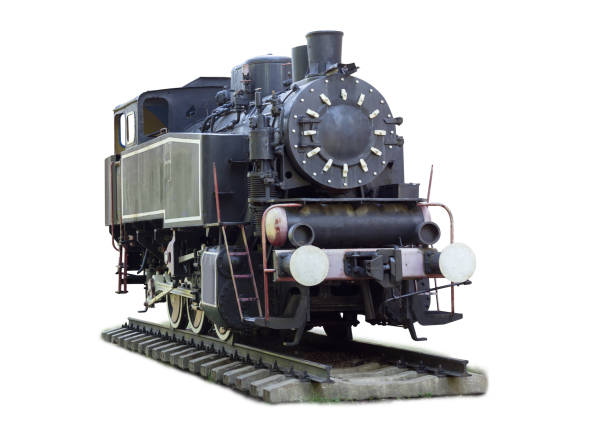istock Small old steam locomotive on a white background 1005962038