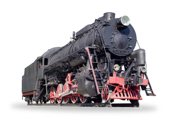 istock Old steam locomotive on a white background 1005962060