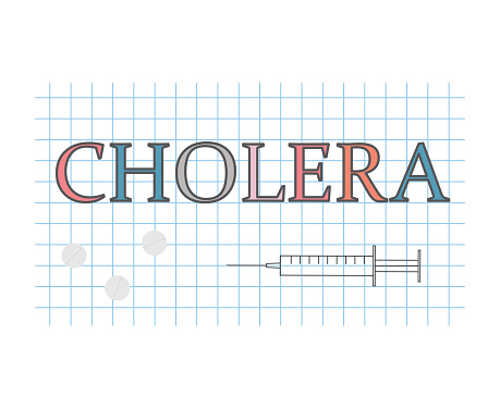 cholera word on checkered paper sheet- vector illustration