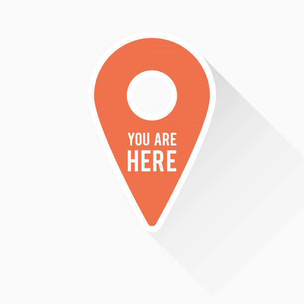 istock Map pointer icon with long shadow and the text 