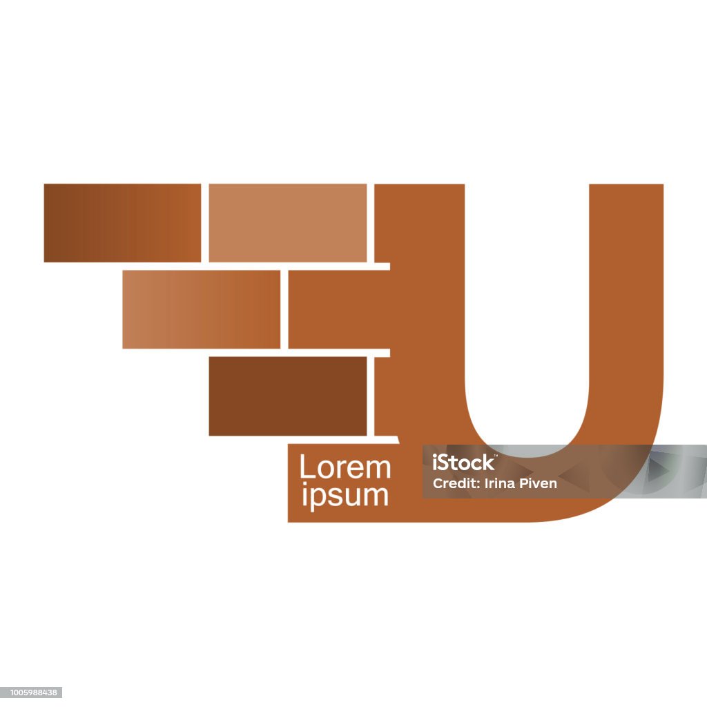 U Letter Logo Brick Wall Logo Design With Place For Your Data Vector ...