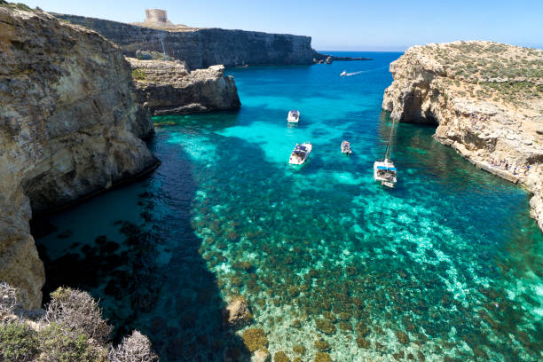istock Malta, Comino island, panoramic view of the cliffs and the sea 1005994740
