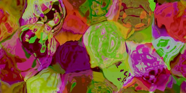 istock Seamless horizontal texture with abstract dyed paint in large colorful strokes 1005999718