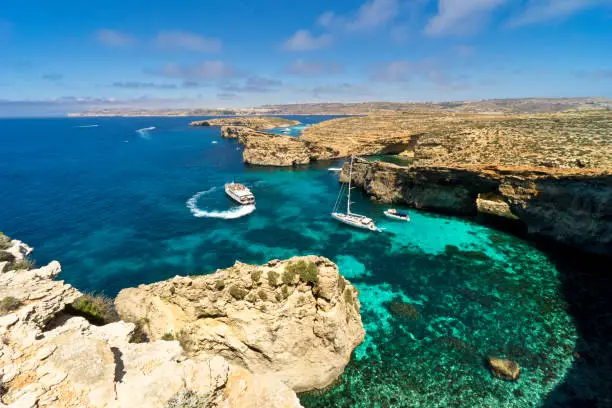 Malta, Comino island, panoramic view of the cliffs and the seaMalta, Comino island, panoramic view of the cliffs and the sea
