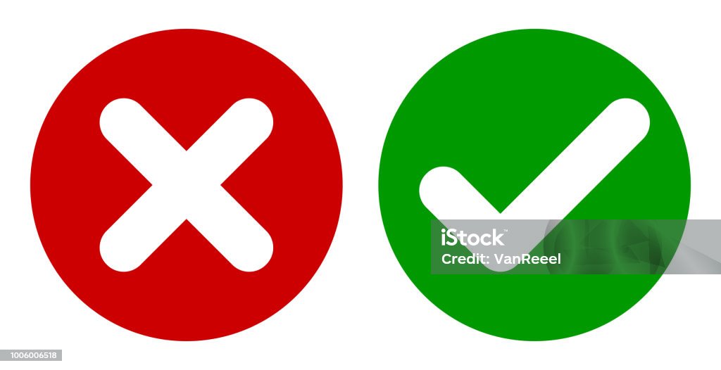 Cross & Check Mark Icons, Flat Round Buttons Set. Cross & Check Mark Icons, Flat Round Buttons Set. Vector EPS 10 Check Mark stock vector