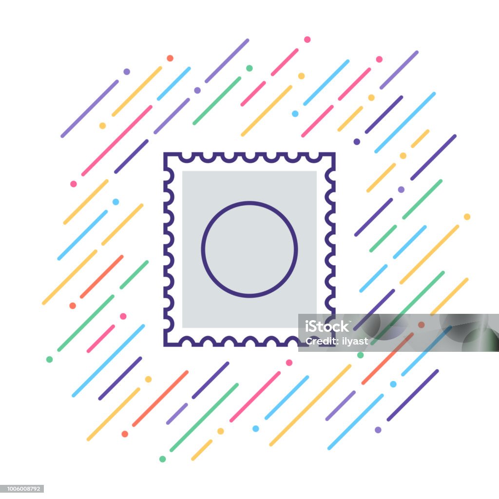 Mailing Line Icon Line vector illustration of mail stamp. Postage Stamp stock vector