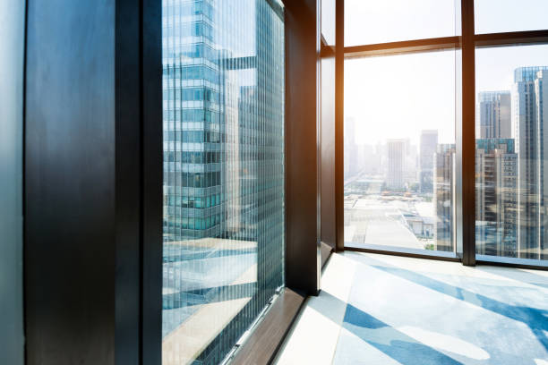 istock Modern building and cityscape outside the window 1006010260