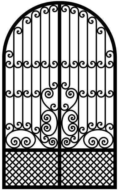 Vector illustration of Art Nouveau Wrought Iron Gate