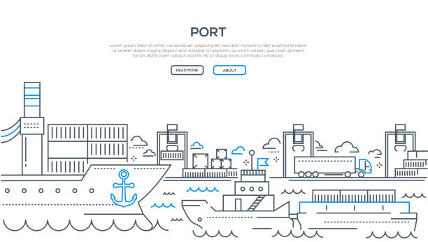 Port - modern line design style illustration vector art illustration