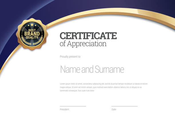 Certificate template. Diploma of modern design or gift certificate. Certificate template. Diploma of modern design or gift certificate. Vector illustration. award certificate stock illustrations