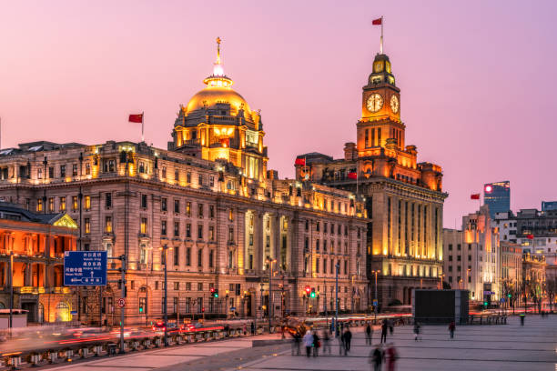 el bund, shanghai - shanghai the bund china night fotografías e imágenes de stock