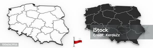 Detailed Map Of Poland With National Regions Stock Photo - Download Image Now - Art, Business, Cartography