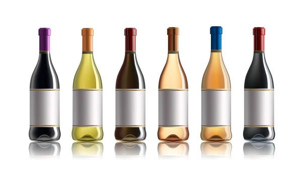 ilustrações, clipart, desenhos animados e ícones de garrafa de vinho tinto. conjunto de garrafas de vinho brancos, rosas e vermelhos. isolado no fundo branco - grape white grape green muscat grape