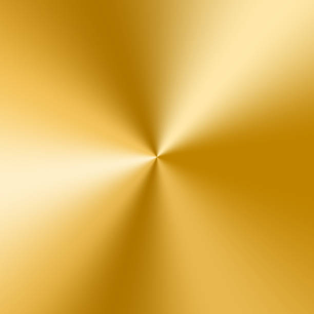 Golden cone gradient Bright plate with a golden conical gradient. Metal background for decoration of banners, cards and congratulations bronze plaque texture stock illustrations