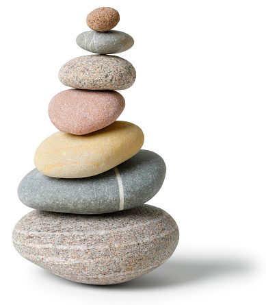 Balanced multicolored Stone pile with clipping path
