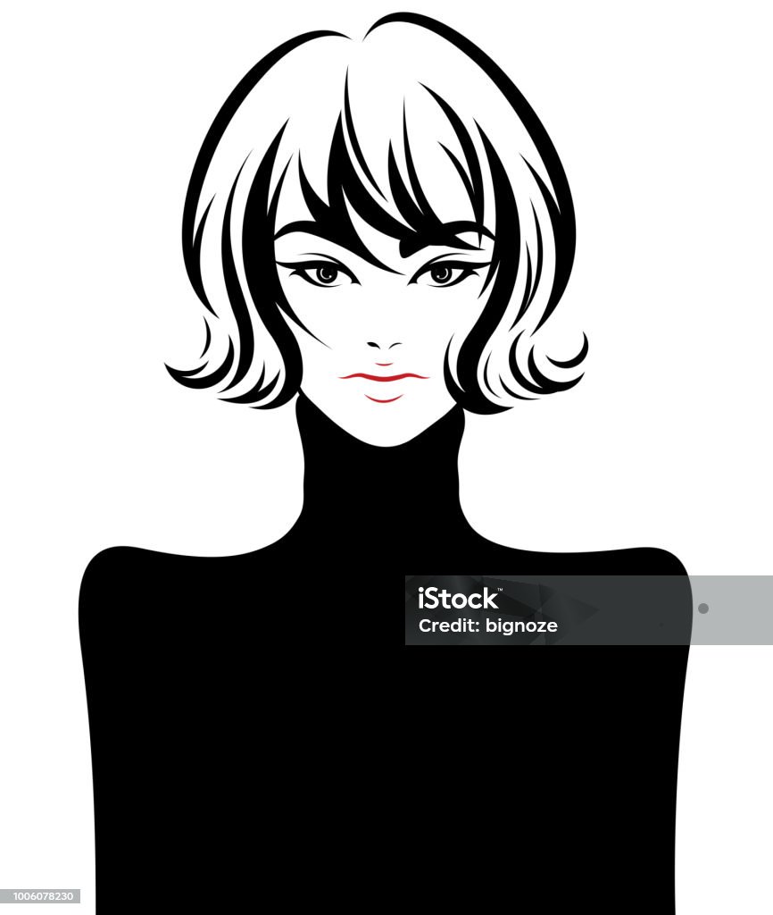 Women Short Hair Style Icon Logo Women On White Background Stock  Illustration - Download Image Now - iStock