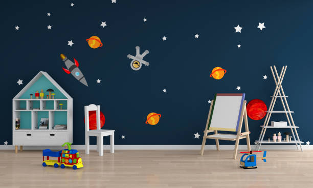 istock Blue child room interior for mockup, 3D rendering 1006078298