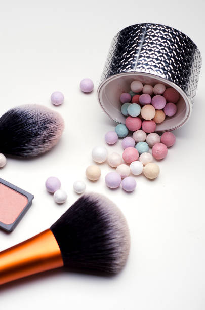 istock Face powder , make-up brushes and blusher on a white background. Close-up view, beauty concept 1006078614