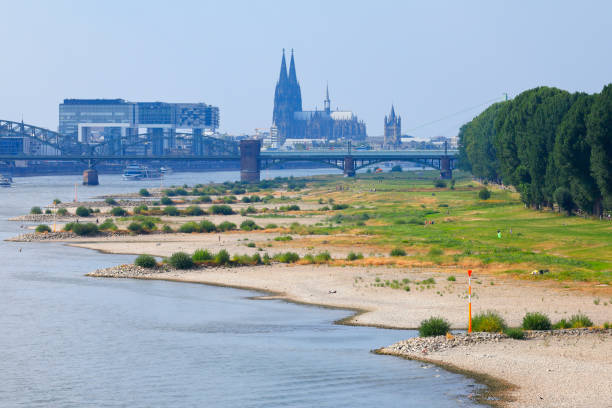 istock River Rhine with low water, Cologne, Germany 1006078916