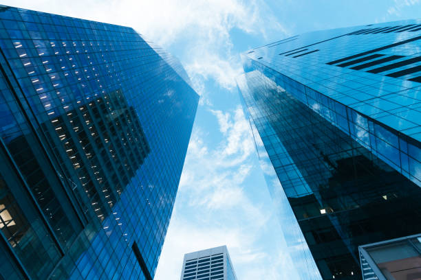 istock Low Angle View of Skyscrapers in Downtown Manhattan 1006085000