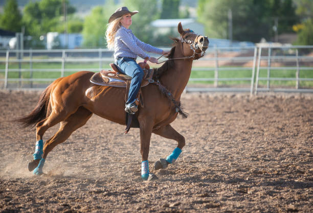 istock Cowgirl on horse practicing outside a rodeo arena 1006105694