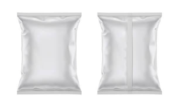 ilustrações de stock, clip art, desenhos animados e ícones de vector blank plastic foil bag for packaging design - pacote plastico