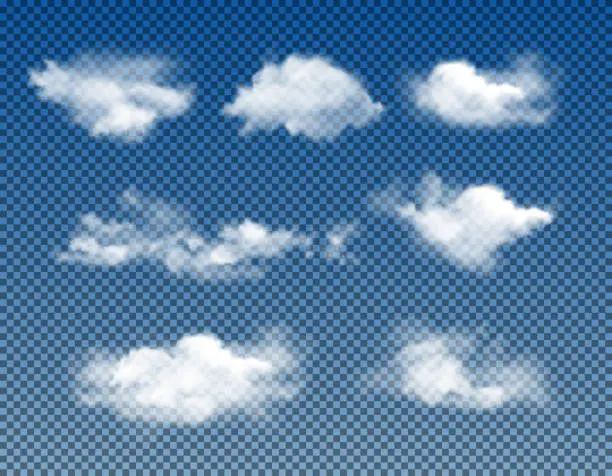 Vector illustration of Different types of realistic clouds