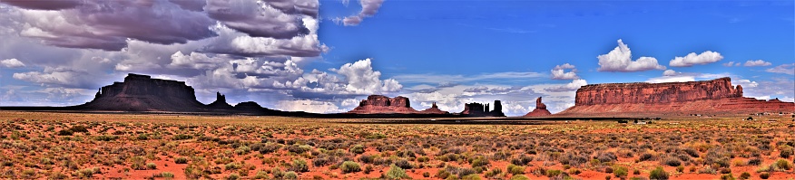 Panoramic view of Monument Valley, AZ