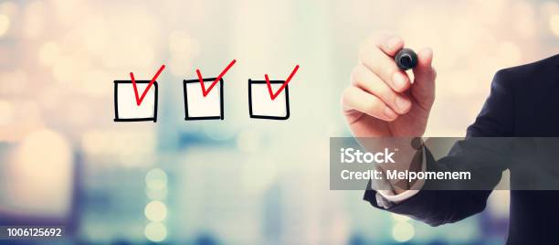 Checklist With Businessman Stock Photo - Download Image Now - Checklist, Check Mark, Business