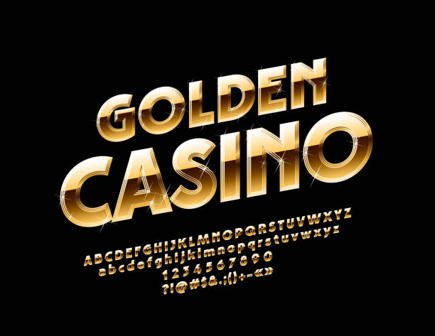 вектор игристого логотипа золотое казино с алфавитом - poker night stock illustrations