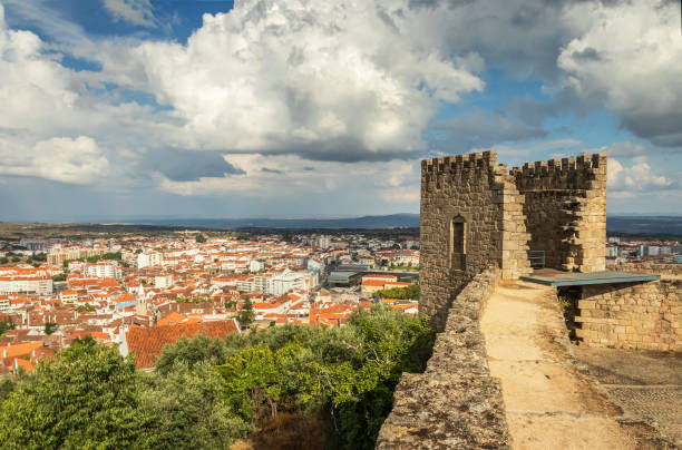 Castle tower of Castelo Branco, in Portugal seen from the wall. stock photo
