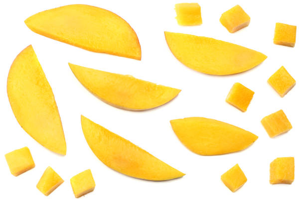 istock mango slice isolated on white background. healthy food. top view 1006151340