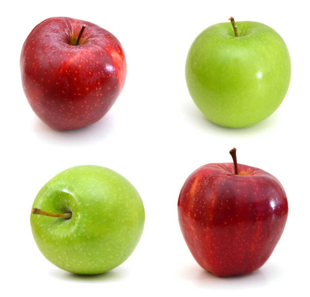 istock Red and green ripe apple on white 1006197292
