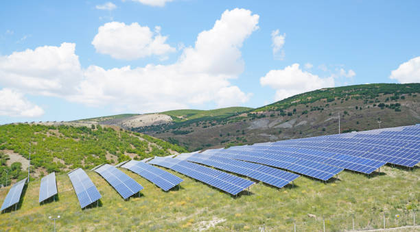 istock Solar park with blue cells on a green field, Sivas, Turkey 1006197746