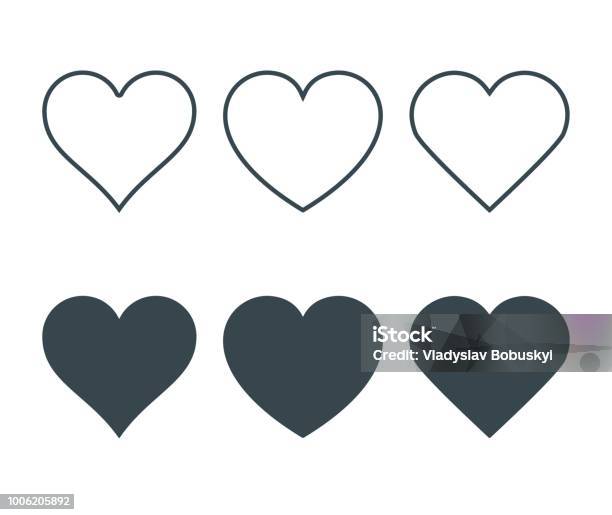 New Heart Icons Concept Of Love Set Of Linear Icons With Thin Line And With Dark Fill Isolated On White Background Vector Illustration Stock Illustration - Download Image Now