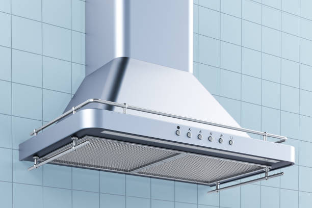 キッチン インテリアのキッチンの排気フード。3 d レンダリング - range hood ストックフォト�と画像