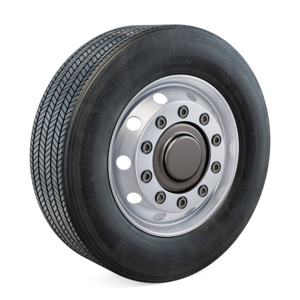 istock Truck Wheel closeup, 3D rendering isolated on black background 1006208228