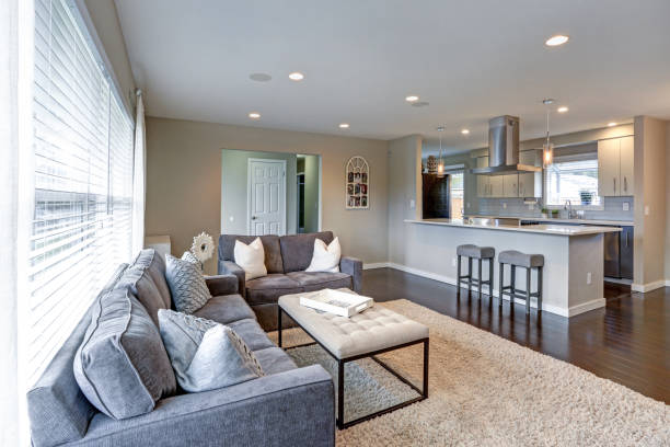 istock Open concept living room with lots of light. 1006223088