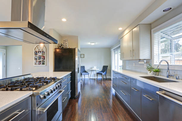 istock Stylishly updated kitchen with stainless steel appliances. 1006223122