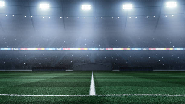 istock 3D professional soccer stadium background with rain 1006225996