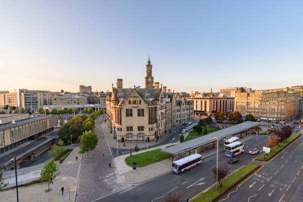 Bradford Skyline aerial view of Bradford city centre, Yorkshire, UK west midlands photos stock pictures, royalty-free photos & images