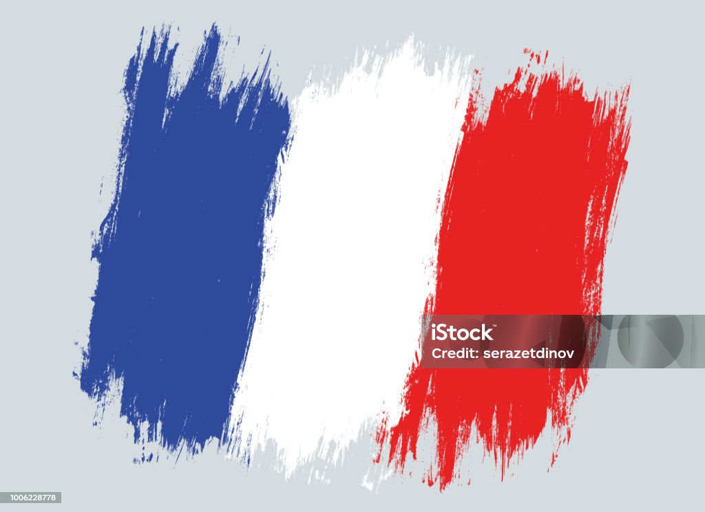 Vector vintage France flag. Vector vintage flag of France. Drawing France flag. France stock vector
