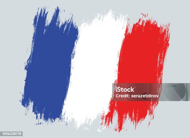 Vector Vintage France Flag Stock Illustration - Download Image Now - France, Flag, Paintbrush