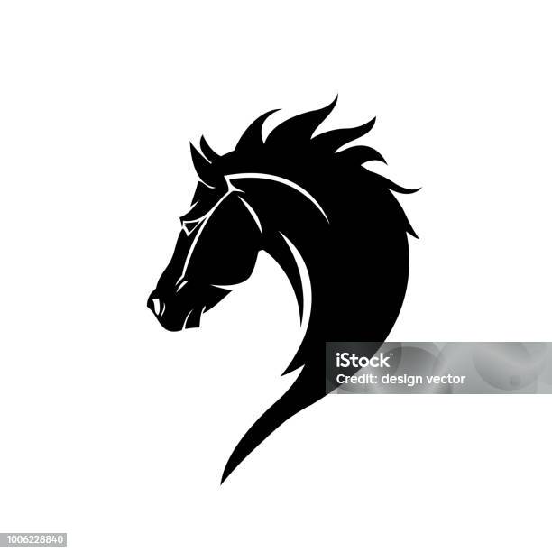 Tête Noire Cheval Icône Vecteur Dans Un Style Moderne Plat Pour Le Web Vecteurs libres de droits et plus d'images vectorielles de Cheval