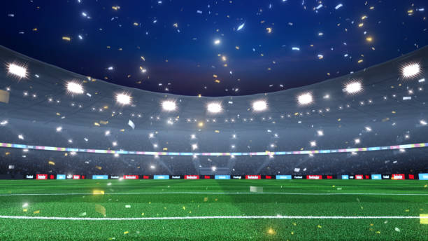 istock Professional evening soccer stadium background. 1006229686