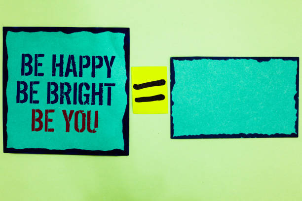 istock Handwriting text writing Be Happy Be Bright Be You. Concept meaning Self-confidence good attitude enjoy cheerful Black bordered blue page written on texts another blank mid yellow equal. 1006232768