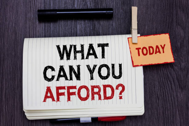 istock Handwriting text writing What Can You Afford question. Concept meaning Give us your budget availability of money Written paper on wooden desk paper clip grip note with red words black pen. 1006235240
