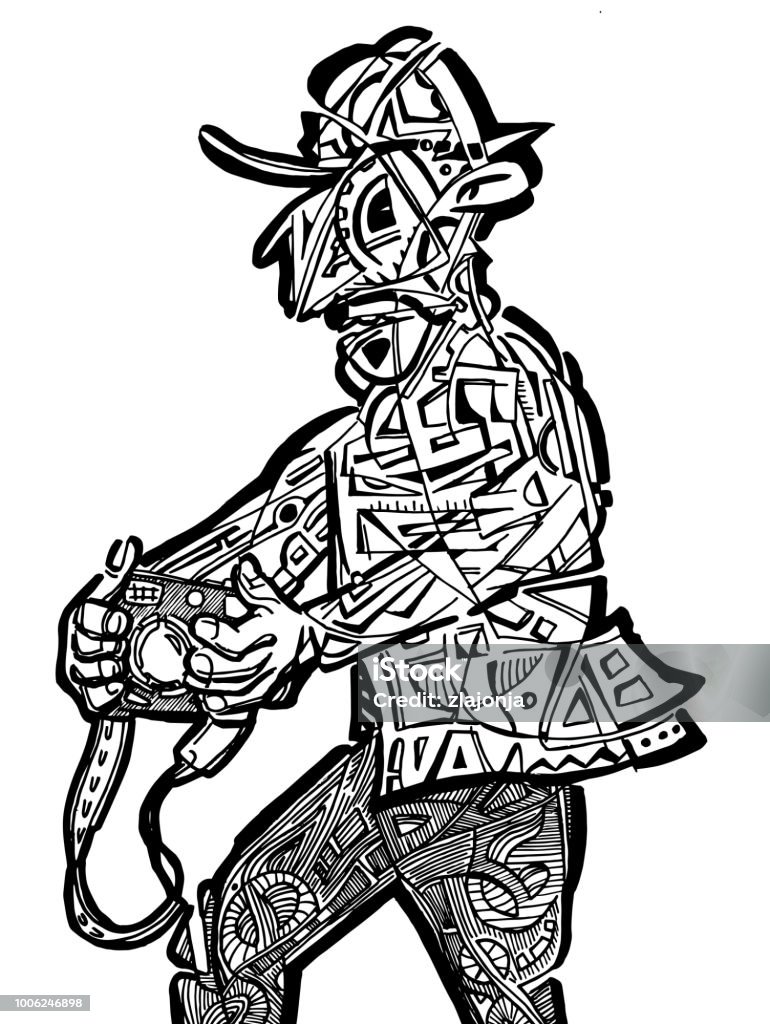 Paparazzi coloring page Funny illustration of paparazzi coloring page Abstract stock vector