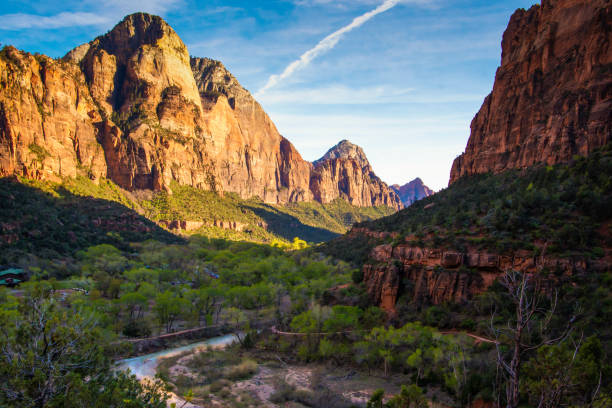 The Virgin River and Mountain of the Sun Zion National Park kayenta photos stock pictures, royalty-free photos & images